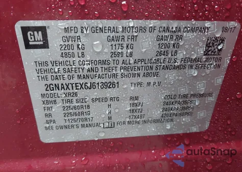 2018 Chevrolet Equinox Lt from USA, damaged, VIN 2GNAXTEX6J6189261